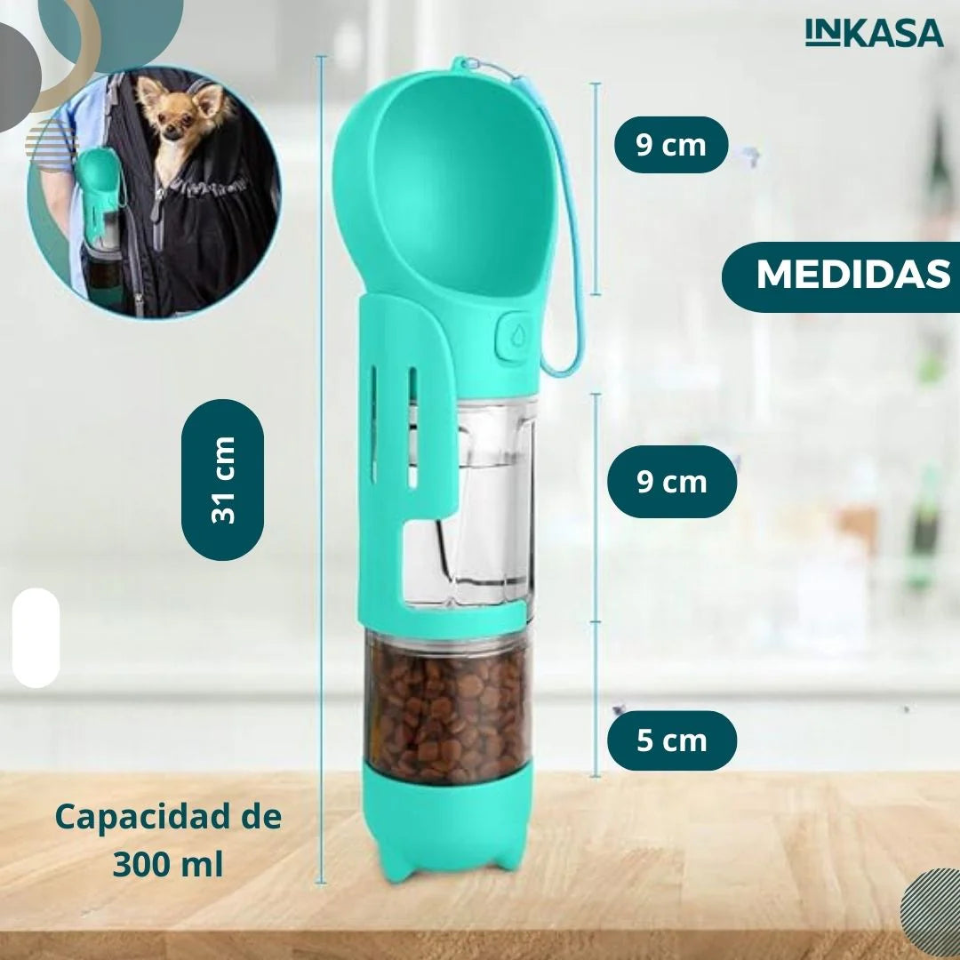 🌟 BOTELLA DE AGUA PORTÁTIL MULTIFUNCIONAL PARA MASCOTAS - 4 EN 1 🌟